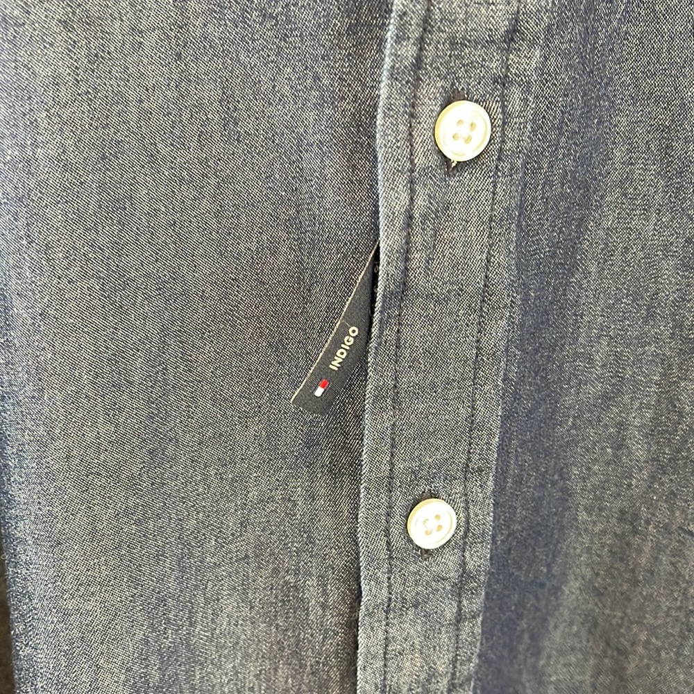 Tommy Hilfiger Button Up Casual Dress Shirt Navy Blue - Picture 2 of 9